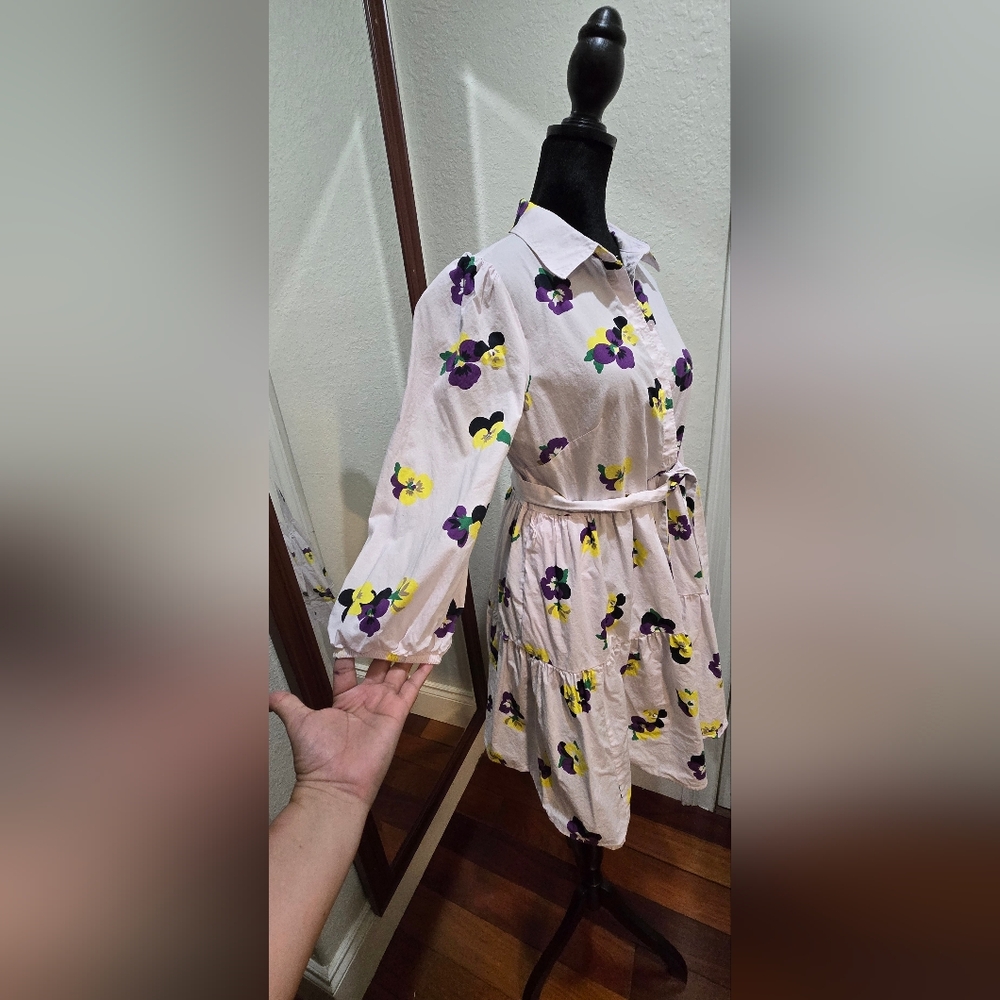 Kate Spade Floral Print Light Purple Dress with Purple and Yellow Accents - Picture 3 of 7